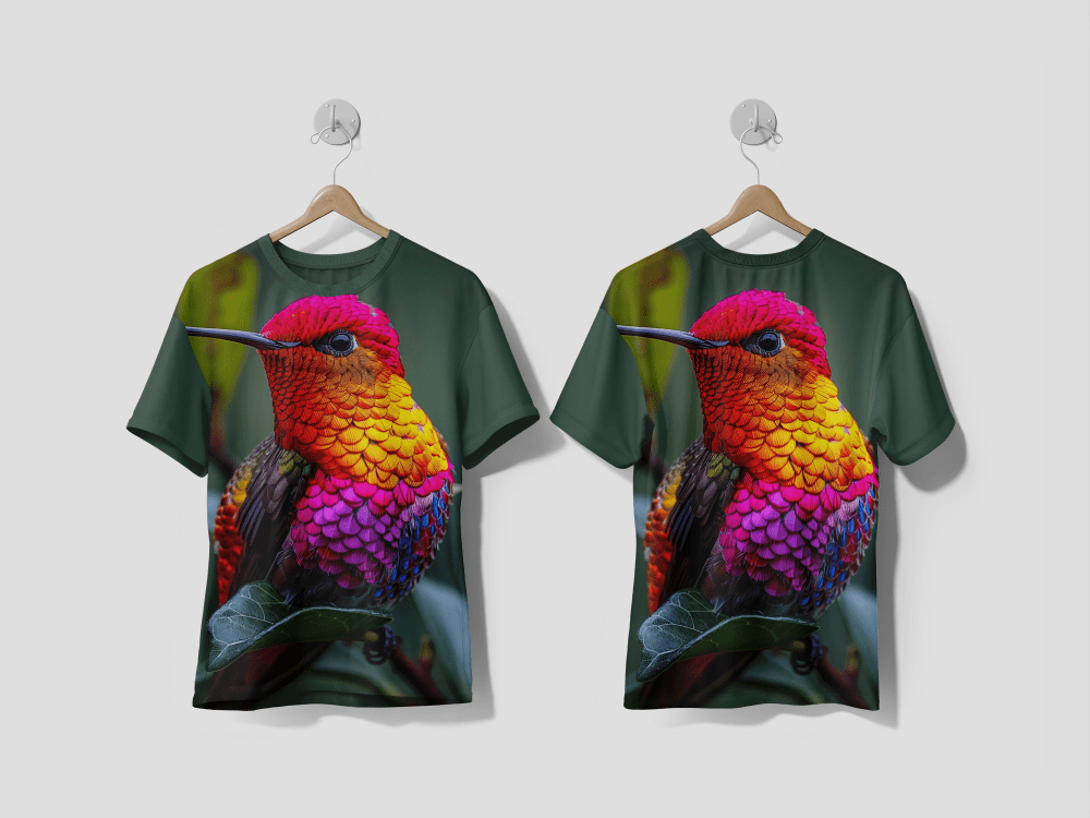 NEXT PRINT Vividly colored hummingbird in nature Design printed t-shirt - Next Print