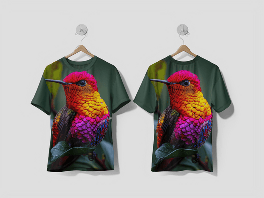 NEXT PRINT Vividly colored hummingbird in nature Design printed t-shirt - Next Print