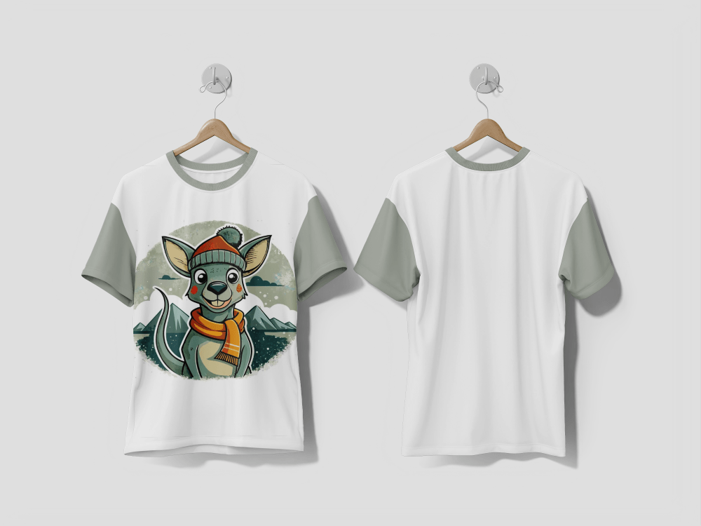 NEXT PRINT Winter Kangaroo t-shirt design artwork Vector Illustration Printed t-shirt - Next Print