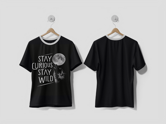 NEXT PRINT WOLF DESIGN PRINTED T - SHIRT - Next Print