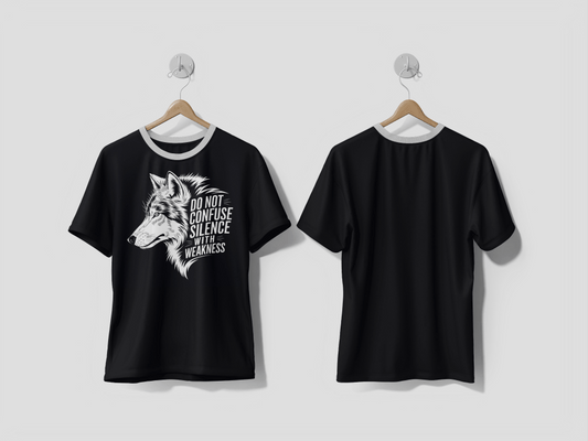 NEXT PRINT Wolf Silence Quote Design T-Shirt - Next Print