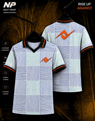 Next Print aqua blue patchwork custom sublimation polo jersey with front and back view for sports teams