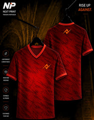 NextPrint Crimson Storm Performance V-Neck Custom Sports Jersey Front and Back Mockup