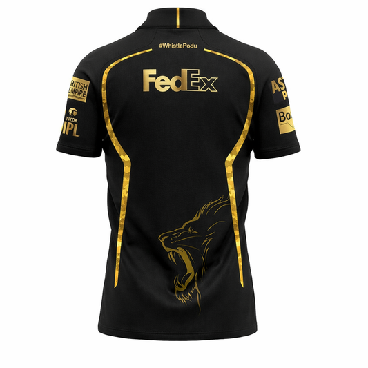 NextPrint Black Gold Cricket Jersey – Chennai Style Custom Cricket Team Jersey with Name & Number | Personalized IPL Style Sports Jersey India