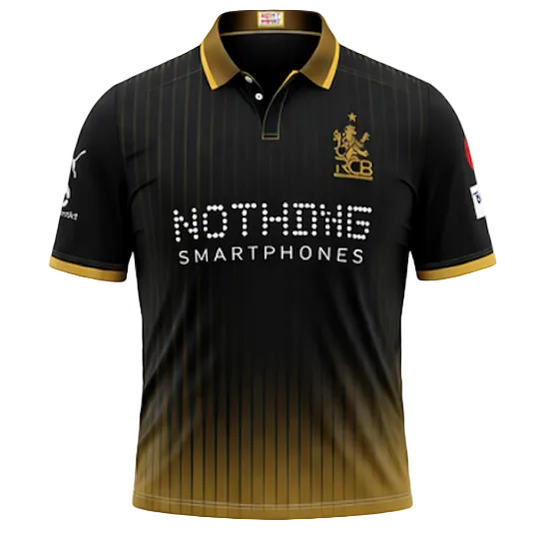 NextPrint RCB Black Gold Gradient Jersey – Premium Player Version Cricket T-Shirt