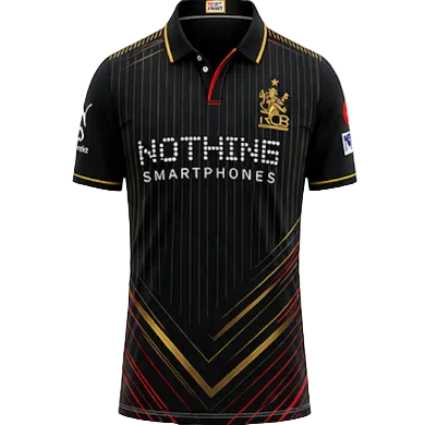 NextPrint RCB Black Gold Pinstripe Jersey – Premium Player Version Cricket T-Shirt