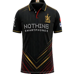 NextPrint RCB Black Gold Pinstripe Jersey – Premium Player Version Cricket T-Shirt