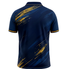 NextPrint RCB Navy Blue Gold Brush Cricket Jersey – Premium Player Version Sports T-Shirt
