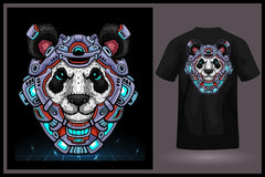 Next Print Panda head robot mascot esport logo design with tshirt preview