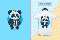 Next Print A Panda wearing a uniform like an office worker and a businessman in flat cartoon character design