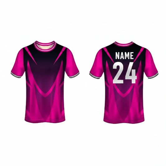 Pink black gaming jersey back side with custom gamer name
