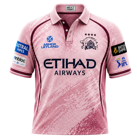 Next print Custom Pink CSK Cricket Jersey – Personalized Chennai Super Kings IPL Style T-Shirt | Name & Number Print | India