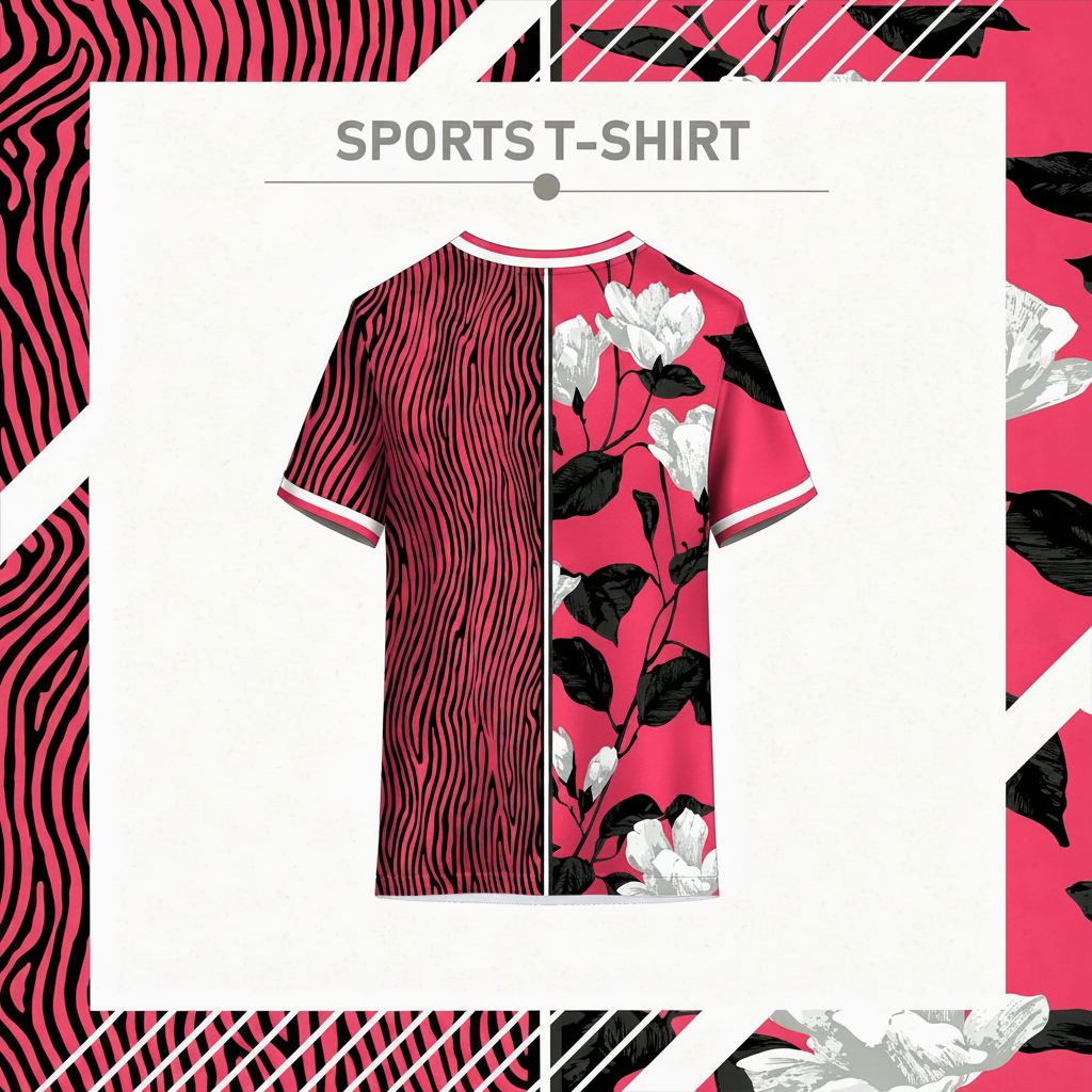 Modern pink floral sports jersey back view for custom team wear