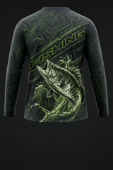 Premium Fishing Performance Shirt for Men – UV 50+ Long Sleeve Tactical Angler Jersey with Fish Splash Graphic