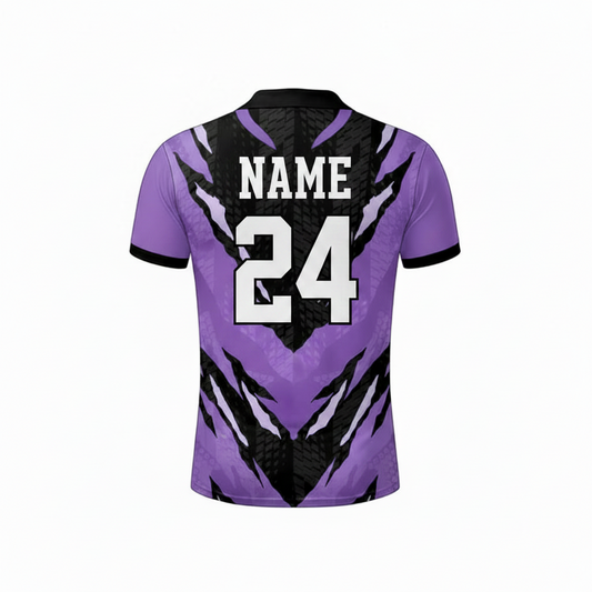 Purple black gaming jersey back side with custom gamer name