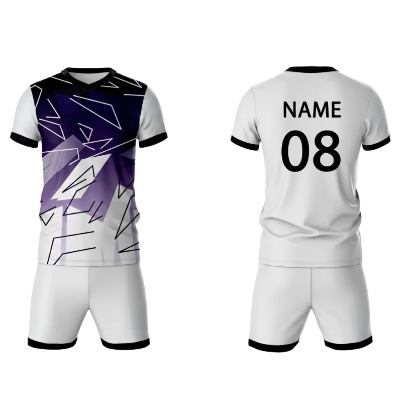 Purple geometric flash sports jersey set for men back view
