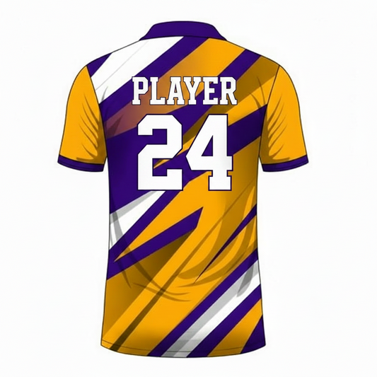 Purple orange gaming jersey back side with custom gamer name
