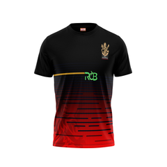 RCB 2026 blue red round neck half sleeve printed cricket jersey front view