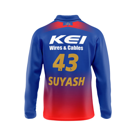 RCB 2026 full sleeve polo t shirt blue red round neck IPL cricket fan jersey by NextPrint