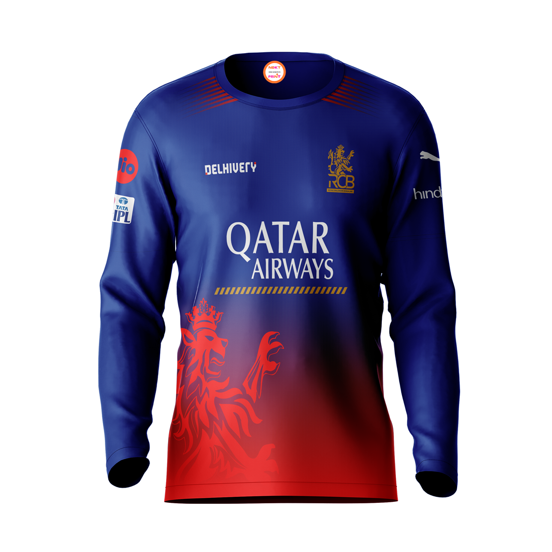 RCB Full Sleeve Cricket T Shirt Red Blue IPL 2026 Fan Jersey