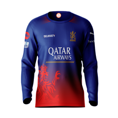 RCB Full Sleeve Cricket T Shirt Red Blue IPL 2026 Fan Jersey