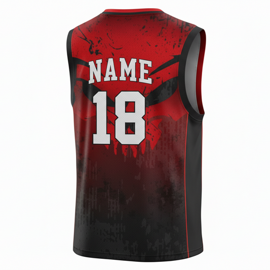 Next Print Red Black Skull Basketball Jersey – Custom Sleeveless Sports Uniform | NextPrint India