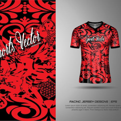 Next Print Red and black sports jersey design with abstract pattern