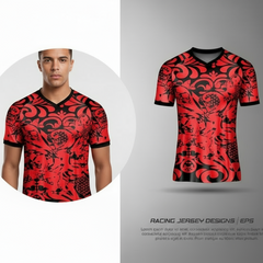Next Print Red and black sports jersey design with abstract pattern
