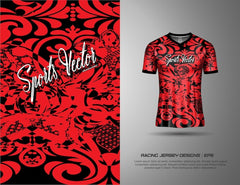 Next Print Red and black sports jersey design with abstract pattern