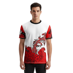 Next Print Red Dragon Design on TShirt with White Background