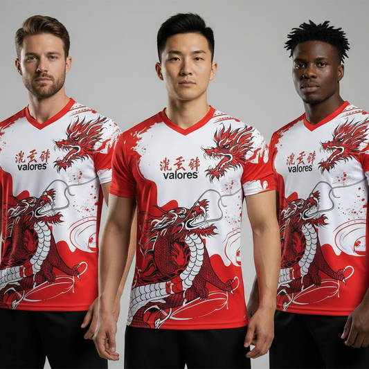 Next Print red dragon jersey with the word  french  on it