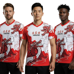 Next Print red dragon jersey with the word  french  on it