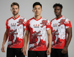 Next Print red dragon jersey with the word  french  on it