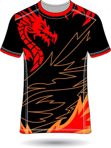 Next Print red dragon shirt with flames on the front