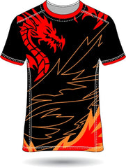 Next Print red dragon shirt with flames on the front
