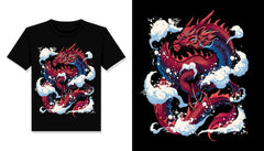 Next Print red dragon t shirt design vector