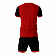 Red shadow strike sports jersey set for men back view