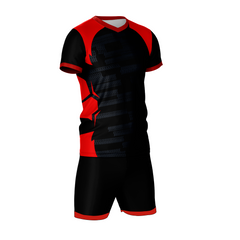 Premium red shadow strike sports jersey side angle sportswear view