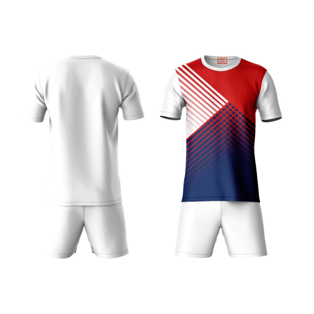 Men red stripe blue white sportswear co-ord set side angle view