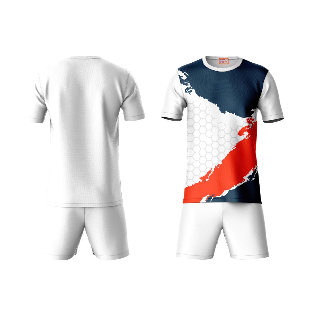Men red white blue geometric pattern sportswear co-ord set side angle view