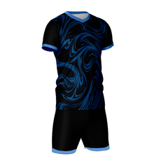 Premium royal blue swirl wave sports jersey side angle sportswear view
