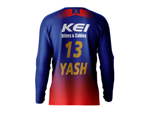 Royal Challengers Bangalore 2026 full sleeve cricket jersey red blue