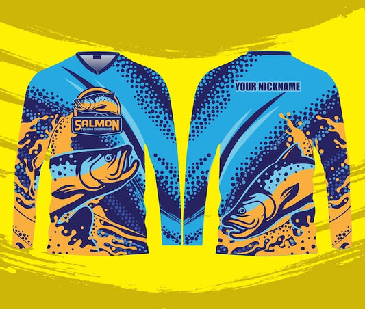 Next Print Salmon Fishing T Shirt Salmon Fishing Logo jersey.