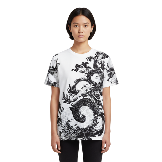Next Print shirt with a dragon design on it is printed on the front