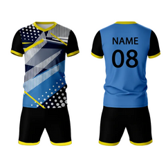 Sky blue geo fusion sports jersey set for men back view
