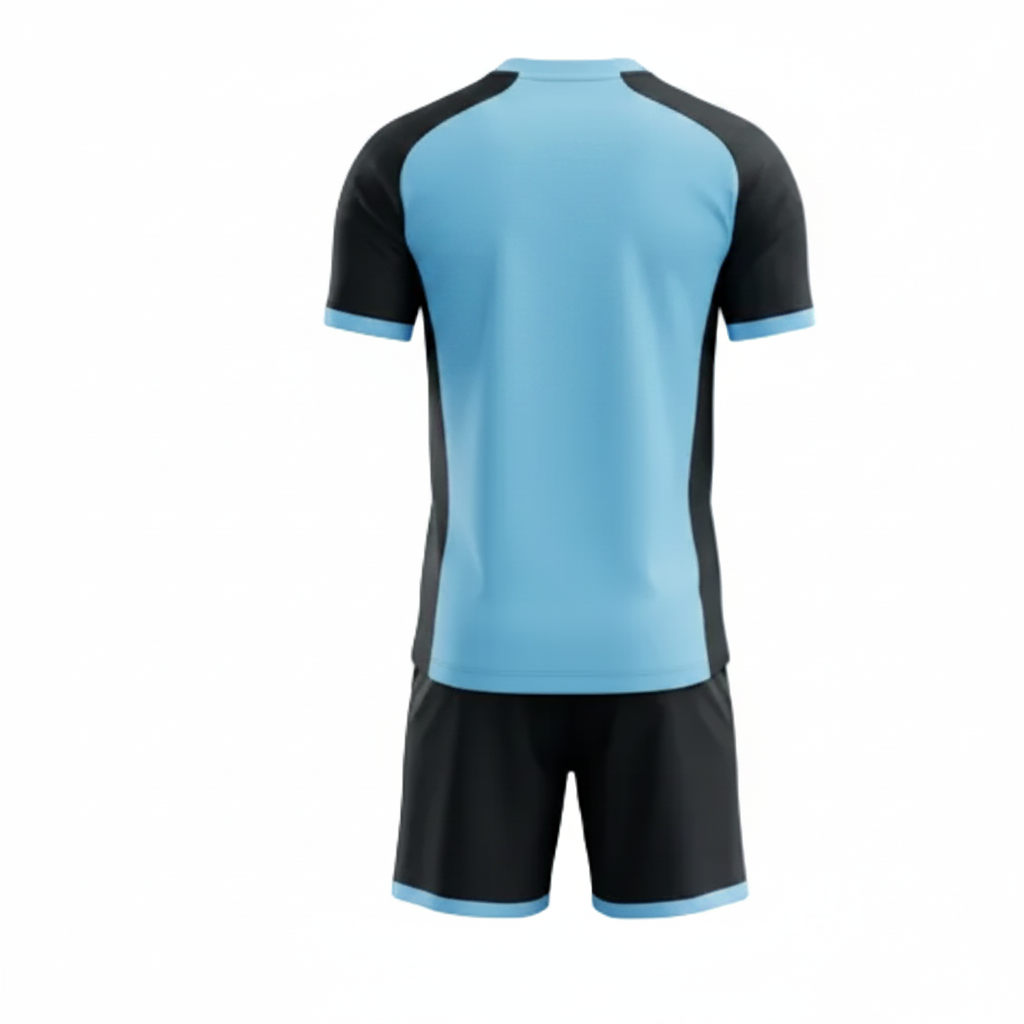 Sky blue velocity strike sports jersey set for men back view