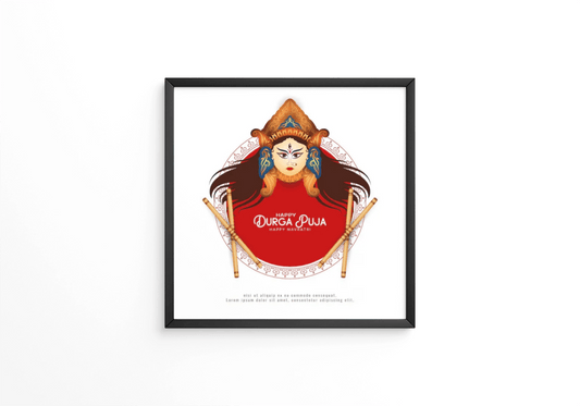 Stylish classic Happy Durga puja and happy Navratri festival goddess frame - Next Print