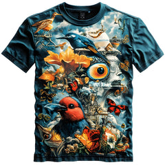 Next Print Art Inspired T Shirt with Whimsical and Eclectic Graphic Elements