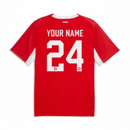 Custom Switzerland style football jersey with personalized name and number