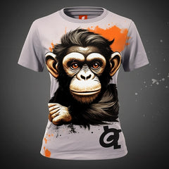 Next Print A t shirt with a monkey on it is displayed on a t shirt